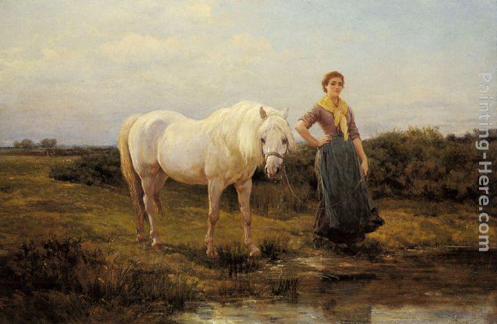 Heywood Hardy Noonday taking a Horse to Water